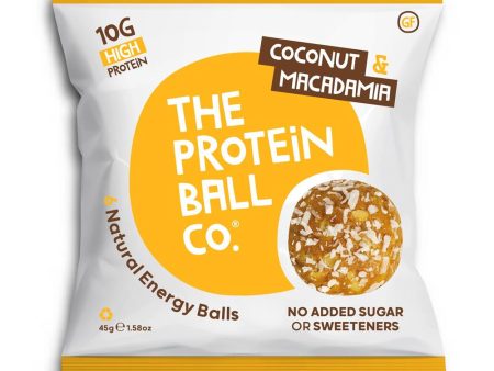 The Protein Ball Co Coconut & Macadamia Protein + Vitamin Balls (High Protein) 45g Online Sale